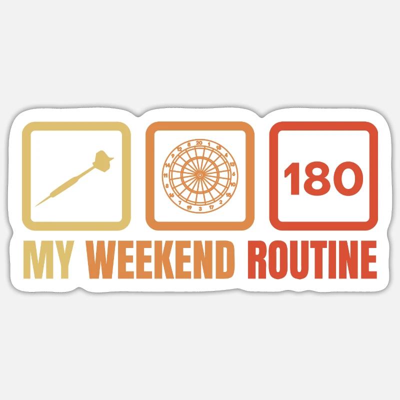 Dartspieler Wochenendroutine - Sticker Größe S (10 x 10 cm) - Mattweiß