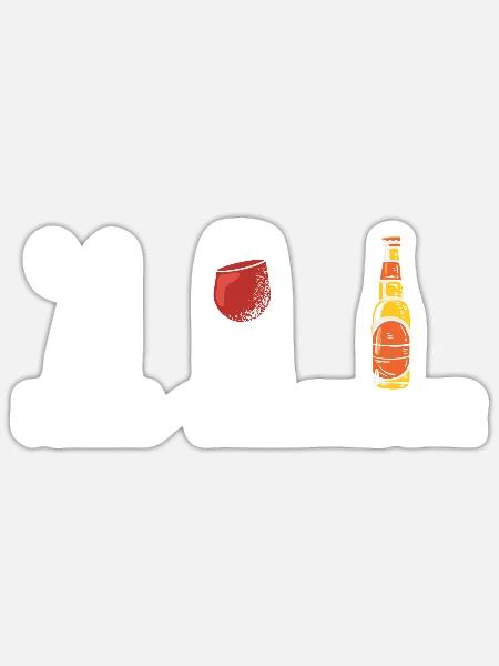 Wein Schere Paar Bier - Sticker Größe S (10 x 10 cm) - Mattweiß
