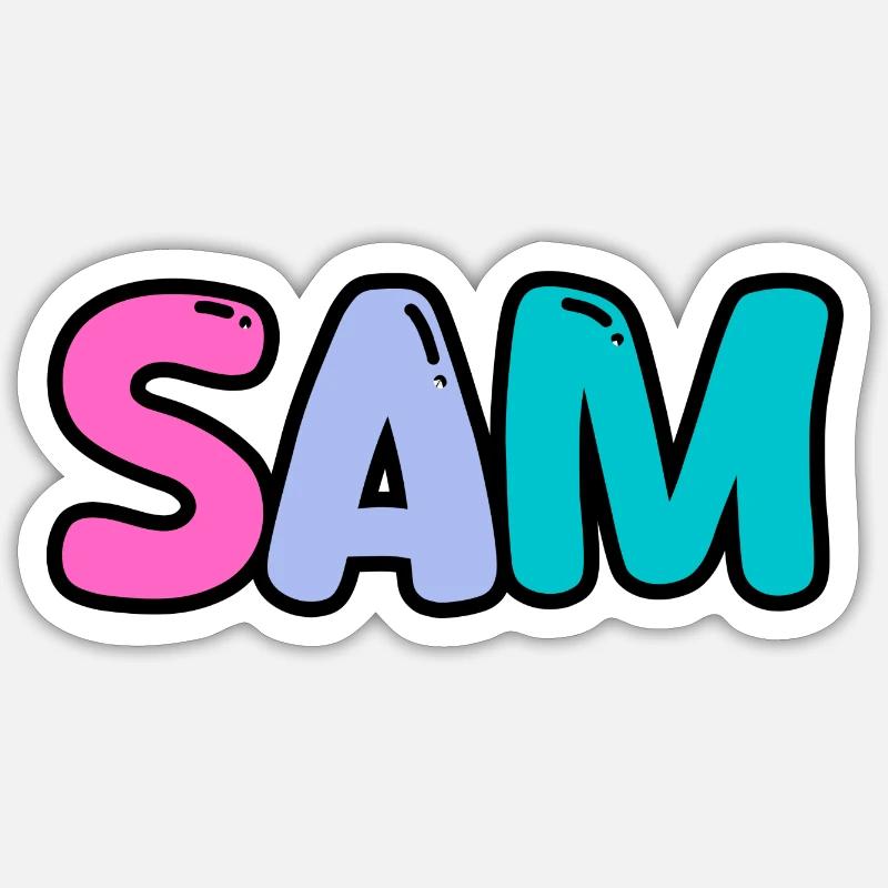 Name - S A M - Sticker Größe S (10 x 10 cm) - Mattweiß