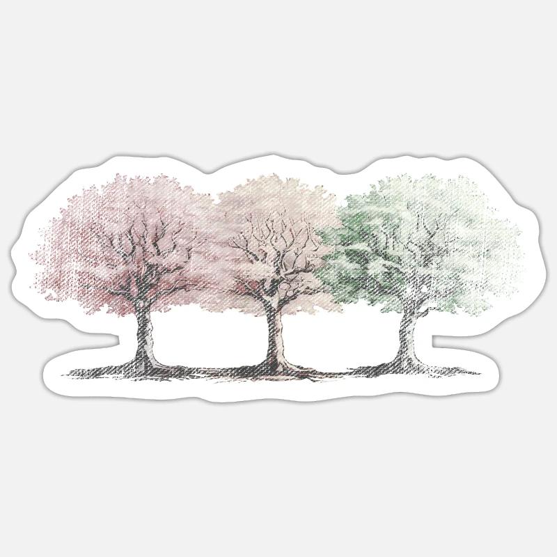 Bunte Bäume bunt Baum Wald Sticker Größe S (10 x 10 cm)