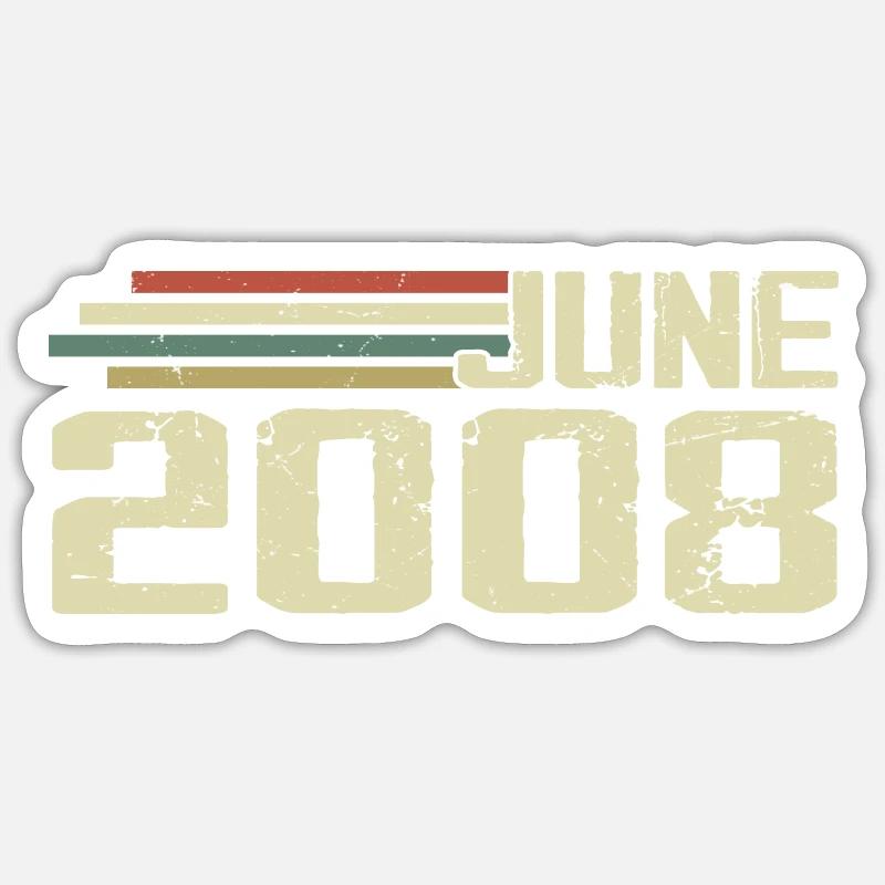 Juni 2008 Jahrestag Juni 2008 Juni 2008 Geburtstag Sticker Größe S (10 x 10 cm)