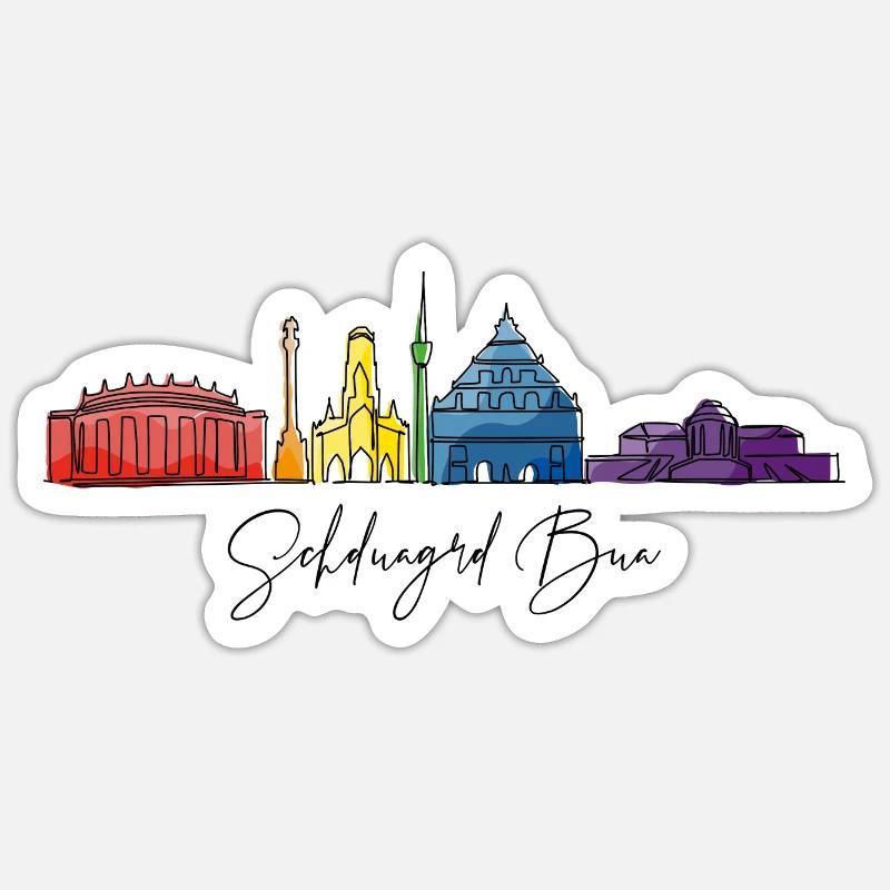 Stuttgart Bua - Sticker Größe S (10 x 10 cm) - Mattweiß