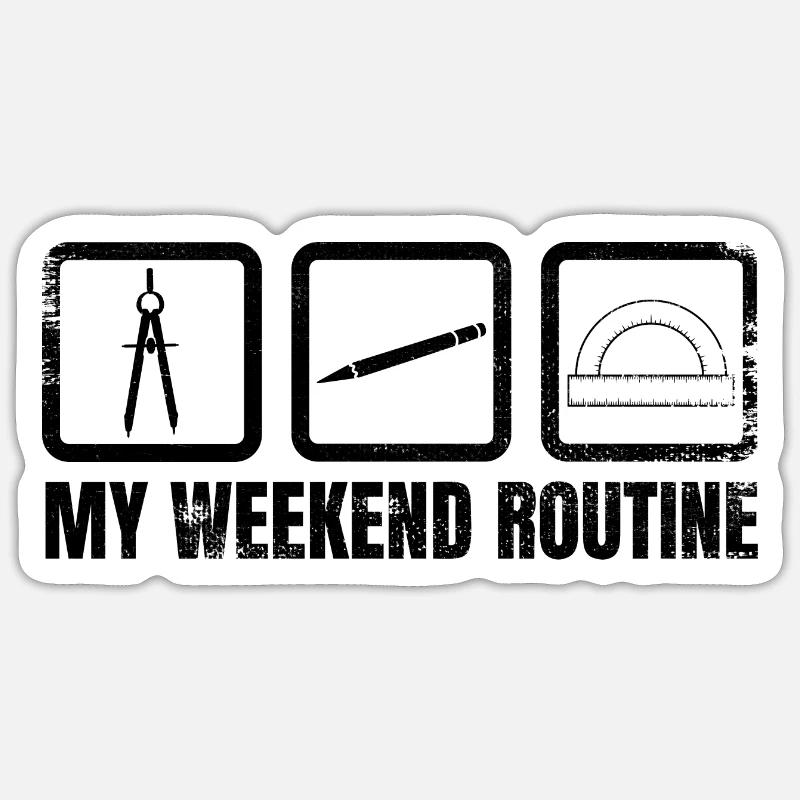 Ma routine du week-end - Sticker taille S (10 x 10 cm) - blanc mat