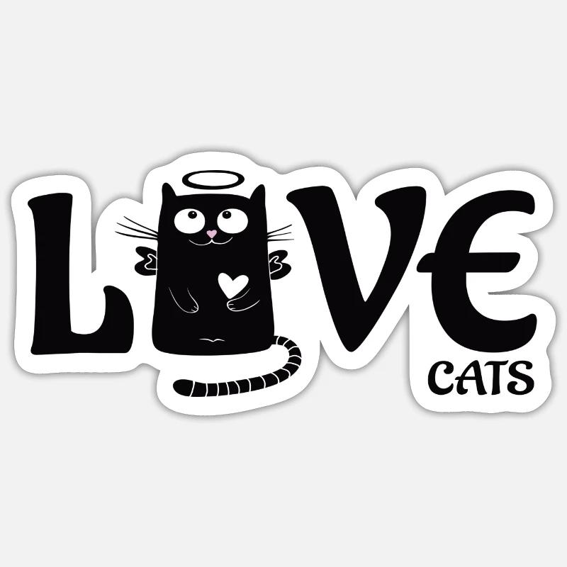 Aimer les chats - Sticker taille S (10 x 10 cm) - blanc mat