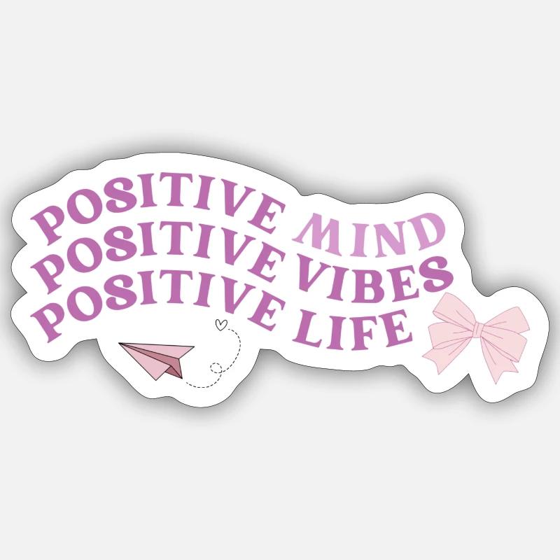 Stoffbeutel/Tragetasche mit positiven Spruch - Sticker Größe S (10 x 10 cm) - Mattweiß
