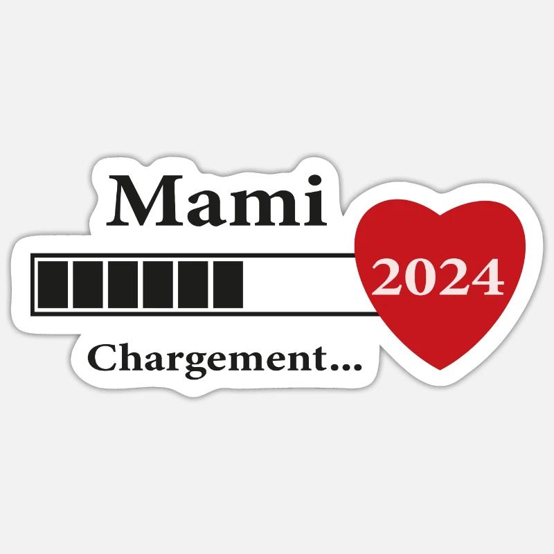 Mami - Future Mami Loading - Sticker Größe S (10 x 10 cm) - Mattweiß