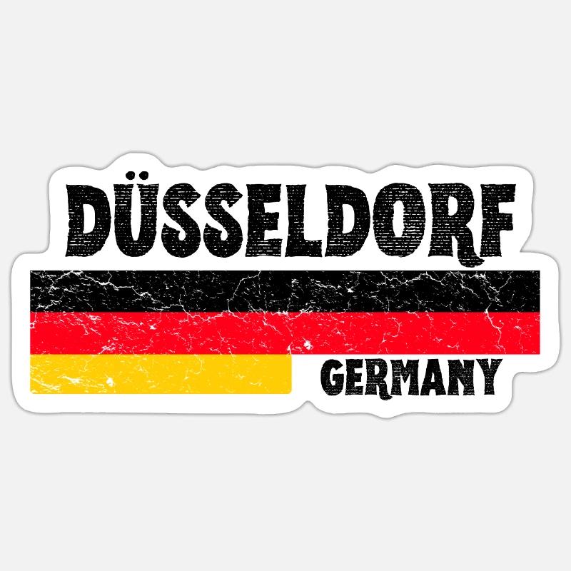 Düsseldorf Allemagne Drapeau - Sticker taille S (10 x 10 cm) - blanc mat