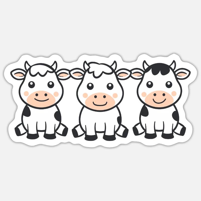 vache - Sticker taille S (10 x 10 cm) - blanc mat