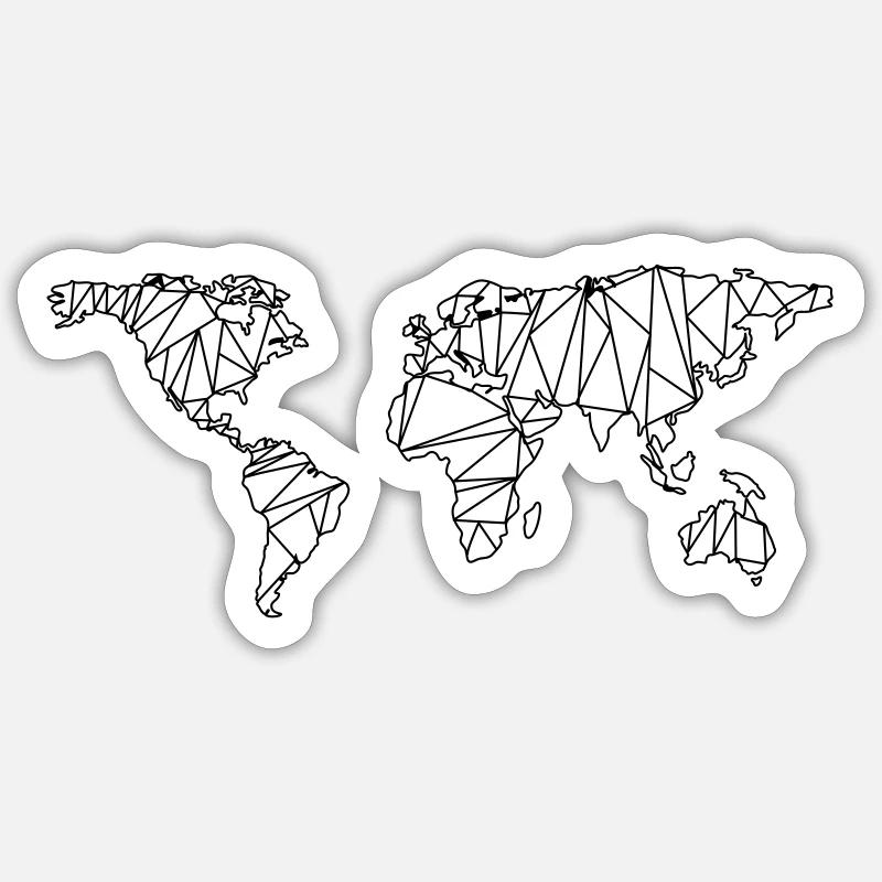 Carte du monde - Sticker taille S (10 x 10 cm) - blanc mat