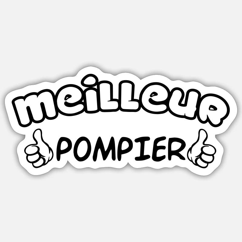 MEILLEUR POMPIER - Sticker taille S (10 x 10 cm) - blanc mat
