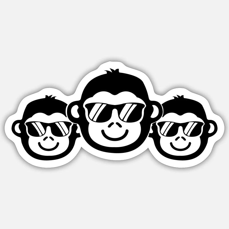 affen cool 1 - Sticker Größe S (10 x 10 cm) - Mattweiß