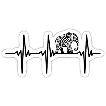 Herzschlag für stolze Elefanten - Sticker Größe S (10 x 10 cm) - Mattweiß - Vorne