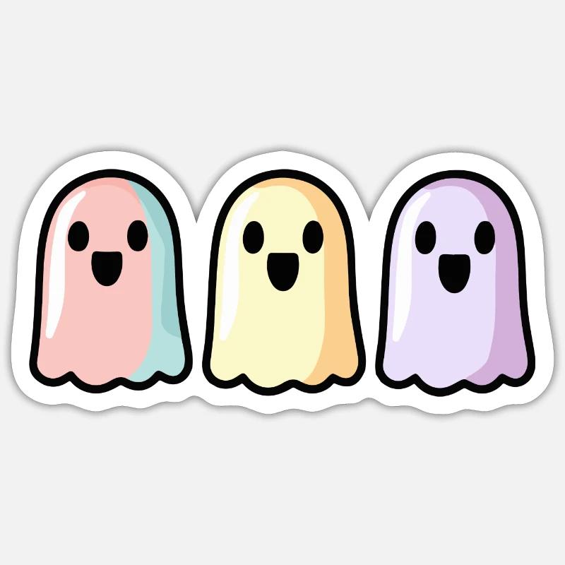 Geister Halloween Bunt - Sticker Größe S (10 x 10 cm) - Mattweiß