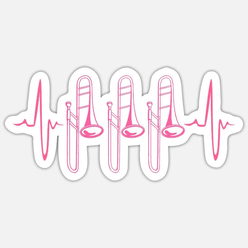 Posaune - Sticker Größe S (10 x 10 cm) - Mattweiß