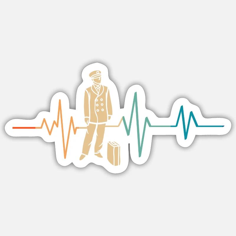 Heartbeat Retro Train Driver - Sticker size S (10 x 10 cm) - white matte