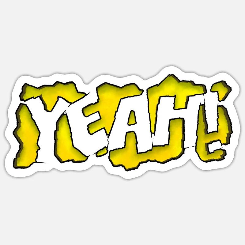 Yellow Graffiti 'Yeah!' - Sticker size S (10 x 10 cm) - white matte