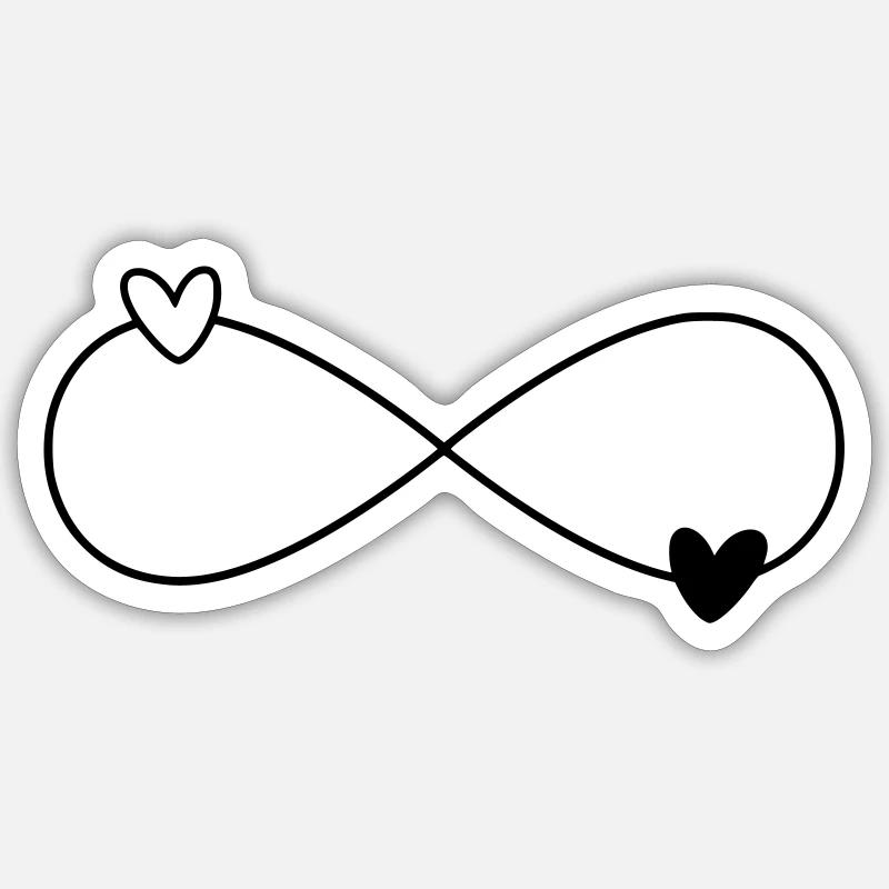 Infinity Herzen schwarz weiß - Sticker Größe S (10 x 10 cm) - Mattweiß