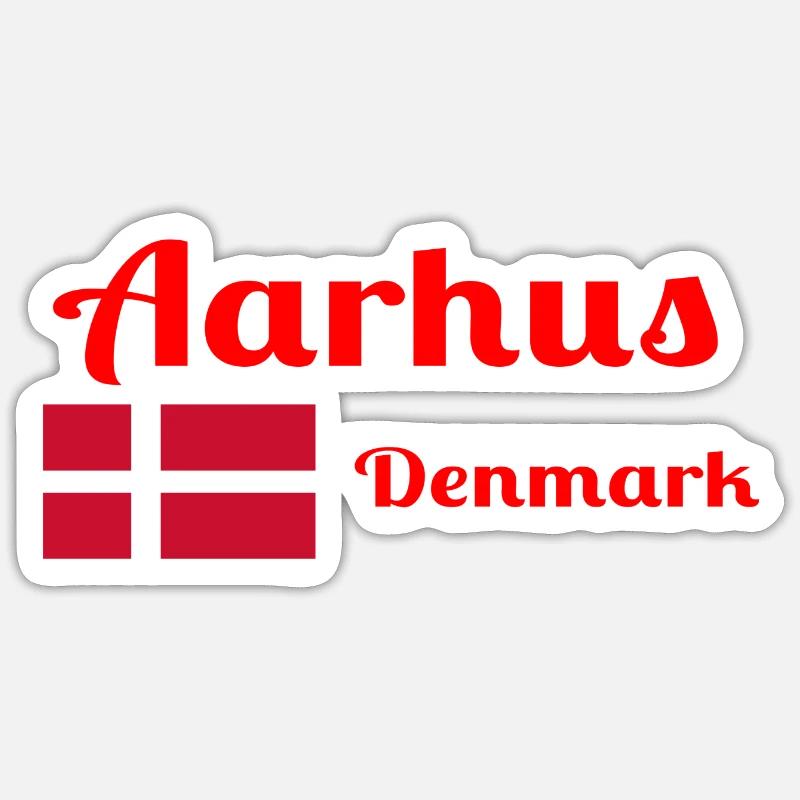 Aarhus, Danemark - Imprimés élégants - Sticker taille S (10 x 10 cm) - blanc mat