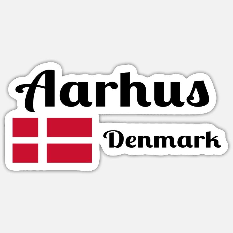 Aarhus, Danemark - Imprimés élégants - Sticker taille S (10 x 10 cm) - blanc mat