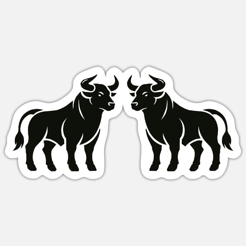 stiere - Sticker Größe S (10 x 10 cm) - Mattweiß
