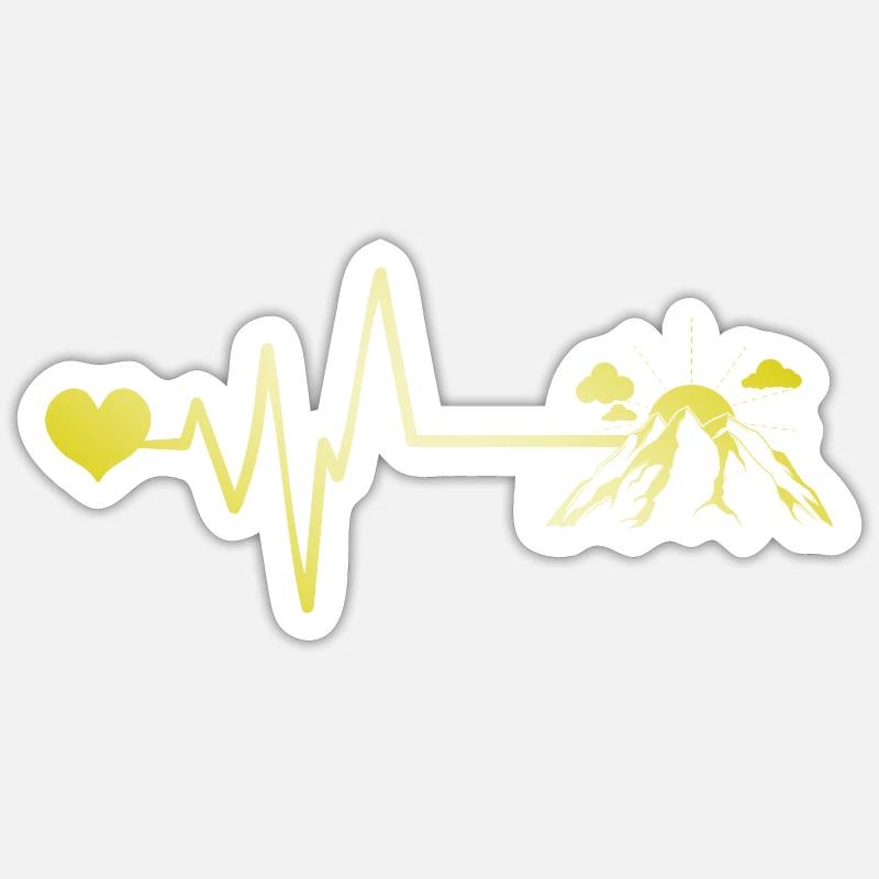 Mountains Puls Love - Sticker Größe S (10 x 10 cm) - Mattweiß