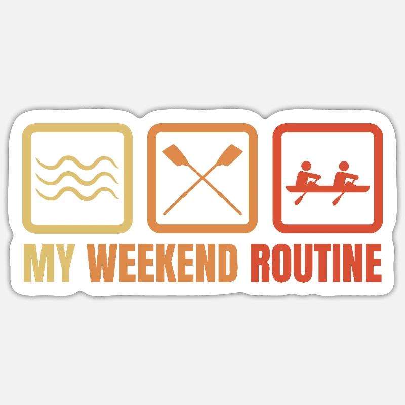Ruderer Wochenendroutine - Sticker Größe S (10 x 10 cm) - Mattweiß