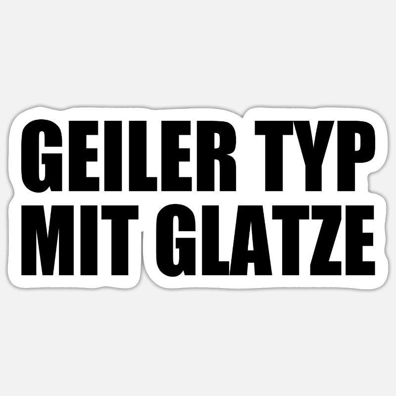 geiler typ mit glatze - Sticker Größe S (10 x 10 cm) - Mattweiß
