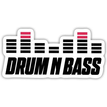 Drum Bass - Sticker taille S (10 x 10 cm) - blanc mat - Devant