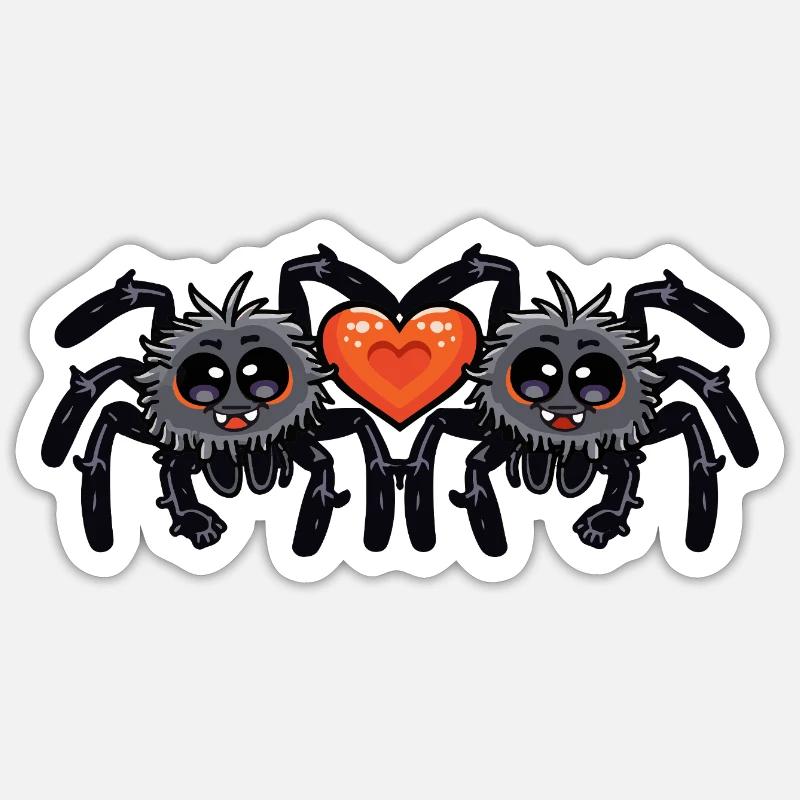 Tarentule araignée couple Saint-Valentin - Sticker taille S (10 x 10 cm) - blanc mat