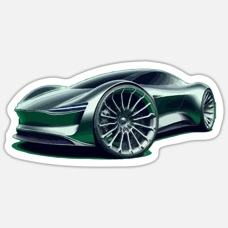 Futuristic super car - Sticker size S (10 x 10 cm) - white matte