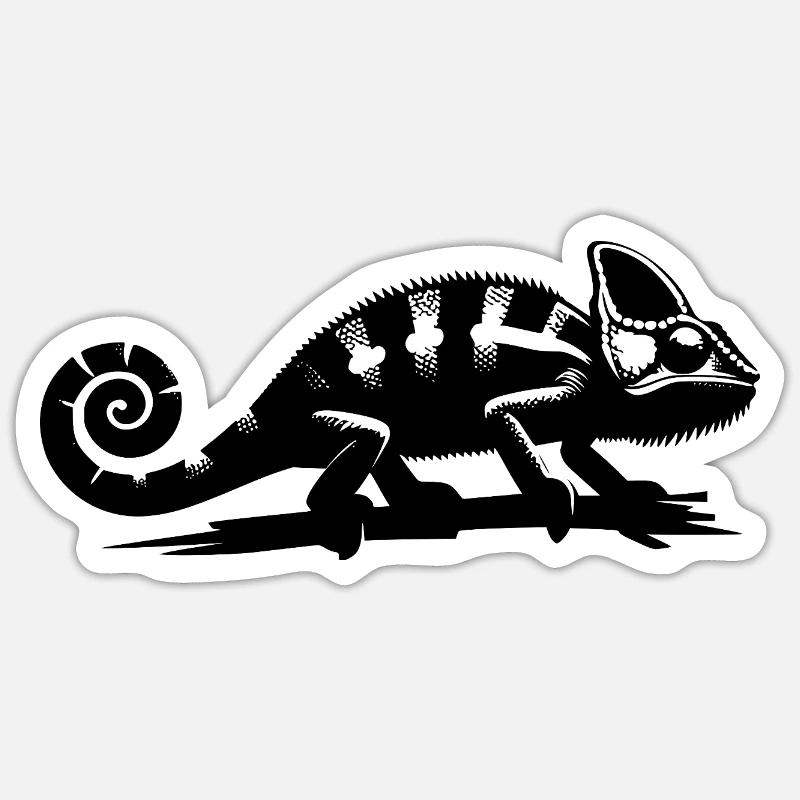 Petit dragon caméléon à la queue recourbée Sticker taille S (10 x 10 cm)