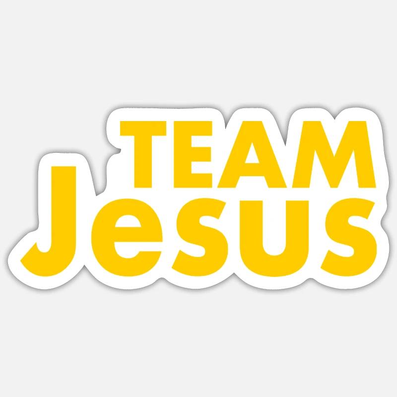 Team jesus - Sticker taille S (10 x 10 cm) - blanc mat