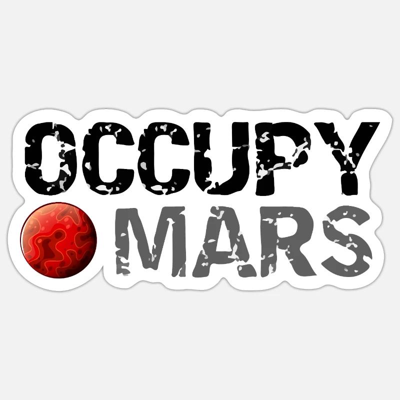 OCCUPY MARS - Sticker taille S (10 x 10 cm) - blanc mat