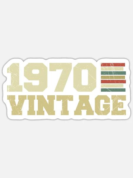 1970 Geburtstagsgeschenk 1970 Vintage 1970er Jahre Geschenk - Sticker Größe S (10 x 10 cm) - Mattweiß