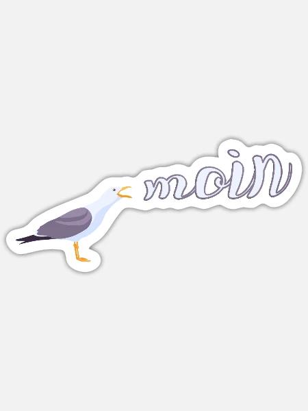 Norddeutsch Möwe Moin Design - Sticker Größe S (10 x 10 cm) - Mattweiß