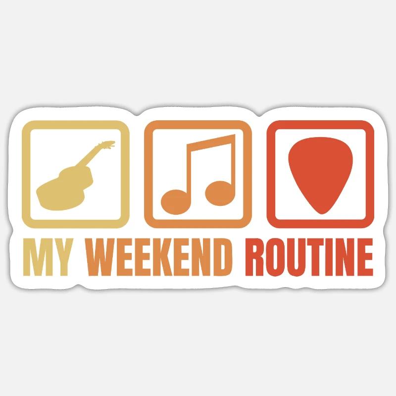 Gitarrist Wochenendroutine Sticker Größe S (10 x 10 cm)