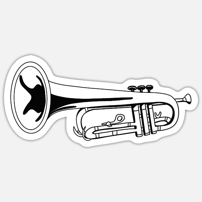 Dessin de trompette - Sticker taille S (10 x 10 cm) - blanc mat