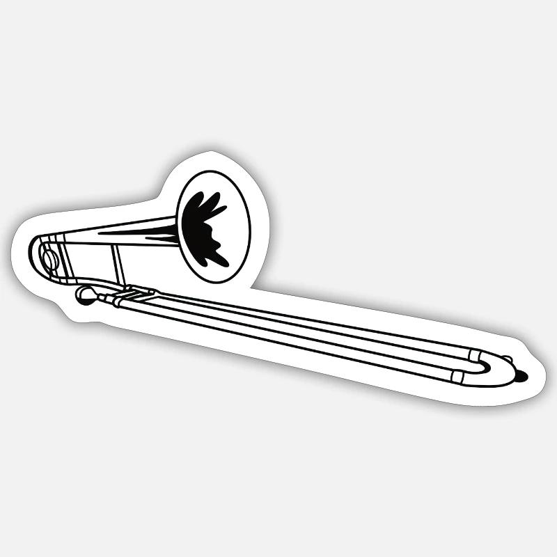 Dessin de trombone - Sticker taille S (10 x 10 cm) - blanc mat