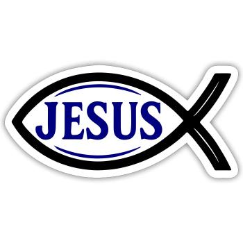 Jesus Fisch - Sticker Größe S (10 x 10 cm) - Mattweiß - Vorne
