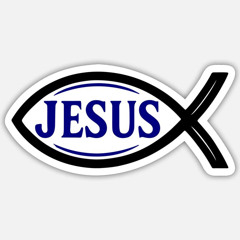 Poisson Jésus - Sticker taille S (10 x 10 cm) - blanc mat