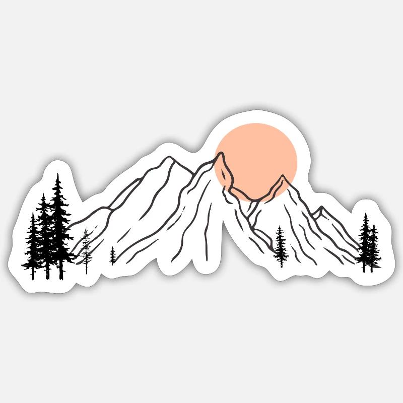 Sunlit Mountain Silhouette - Sticker size S (10 x 10 cm) - white matte