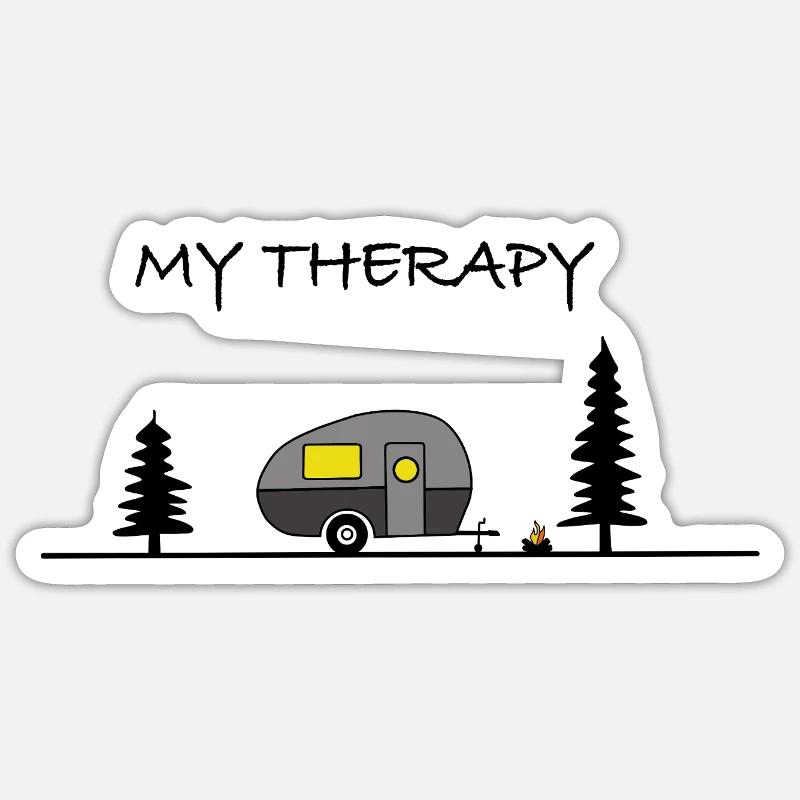 My Therapy - Camping - Sticker size S (10 x 10 cm) - white matte