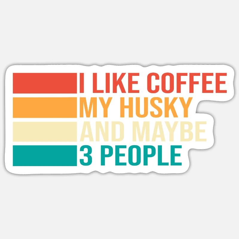 Husky Kaffee - Sticker Größe S (10 x 10 cm) - Mattweiß