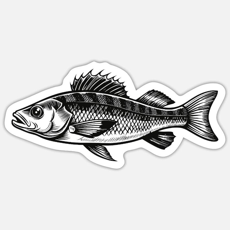 Bar - Pêcheur - Cadeau - Sticker taille S (10 x 10 cm) - blanc mat