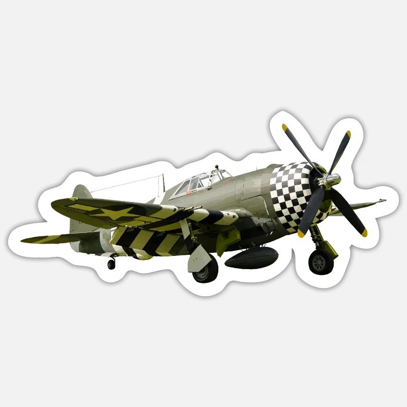 Thunderbolt P-47 - Sticker Größe S (10 x 10 cm) - Mattweiß