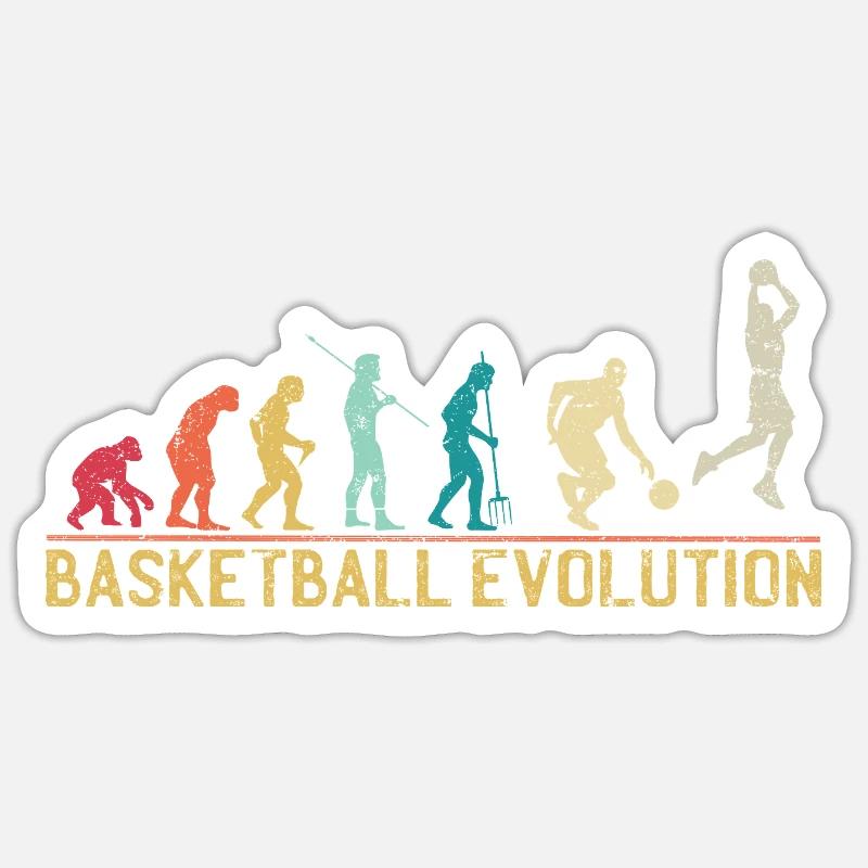 Basketball Evolution Progression Design - Sticker taille S (10 x 10 cm) - blanc mat