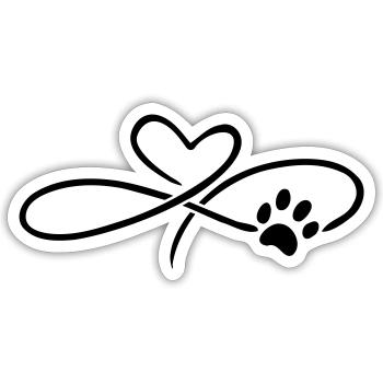 Infinity Herz mit Pfote Hund Katze - Sticker Größe S (10 x 10 cm) - Mattweiß - Vorne