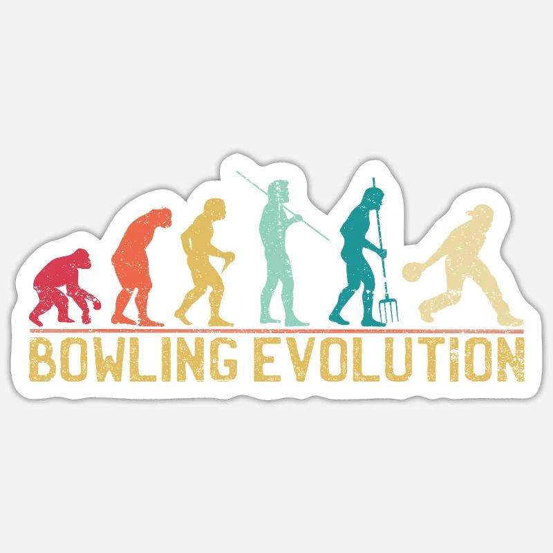 Affiche de voyage Bowlers Evolution - Sticker taille S (10 x 10 cm) - blanc mat