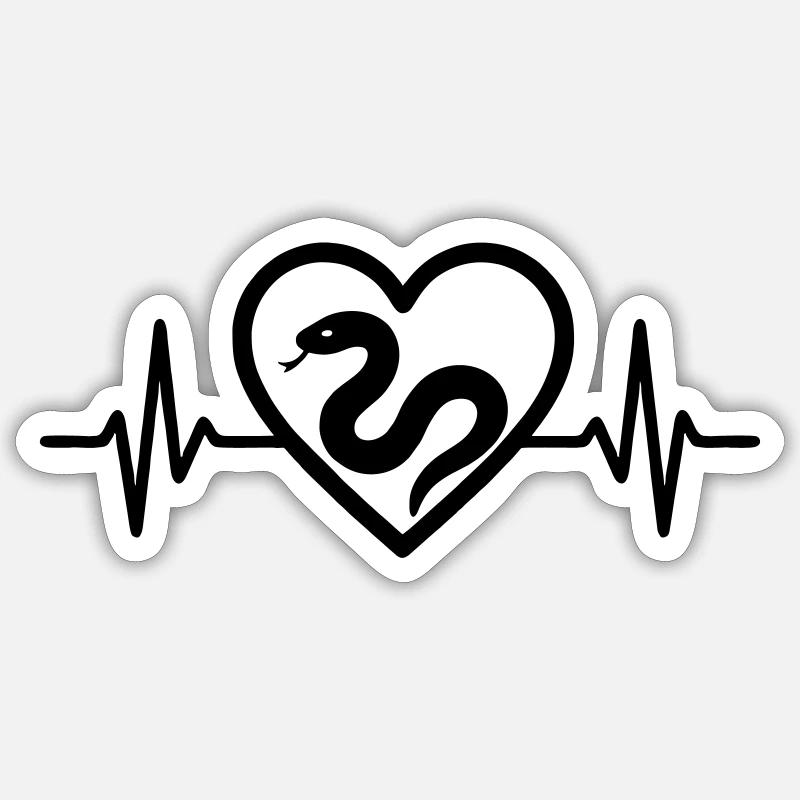 Cœur de serpent - Sticker taille S (10 x 10 cm) - blanc mat