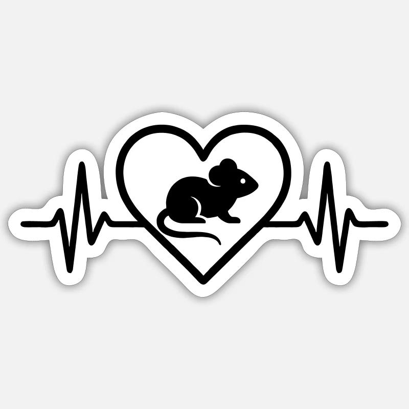 Maus Herz - Sticker Größe S (10 x 10 cm) - Mattweiß
